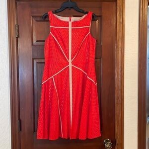 Vince Camuto eyelet fit and flare red dress